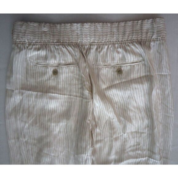ATM Women's Sz S Beige Striped Pleated Cropped Pants & Sz M Sleeveless Top - Picture 14 of 16